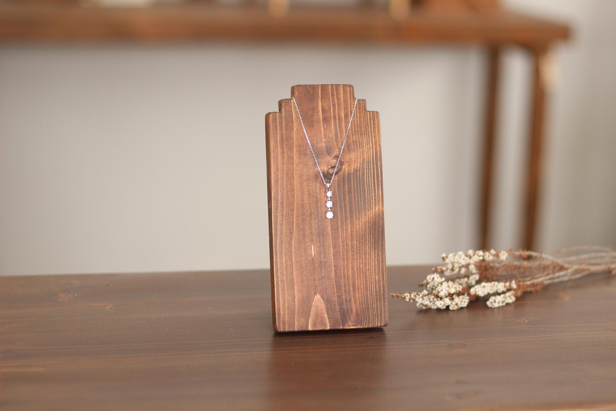 小さなネックレススタンド アンティークブラウン 木製アクセサリースタンド1枚目の画像